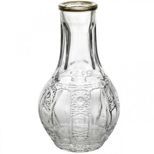 Glasvase Kristall-Optik, Blumenvase mit Goldrand Ø6,5cm H11,5cm