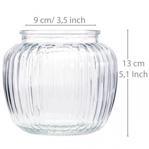 Floristik24 Glasvase gerippt Vase Glas Ø14cm H13cm 2St