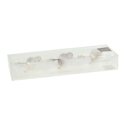 Floristik24 Glasvogel am Clip Creme 7,5cm 3St