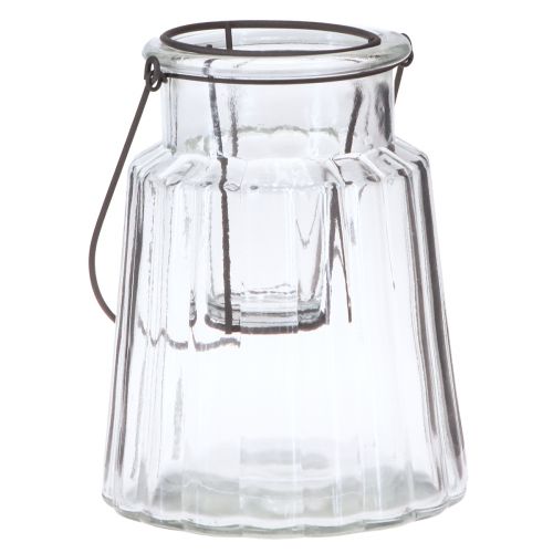 Artikel Glaswindlicht Windlicht mit Henkel Glas Klar Ø14cm H18cm