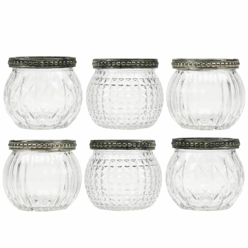 Glaswindlicht Ø6,5cm H5,5cm 6St