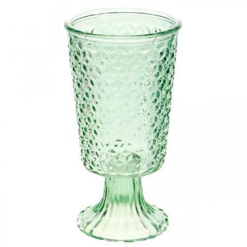 Glas-Windlicht, Pokalglas mit Fuß, Glasgefäß Ø10cm H18,5cm
