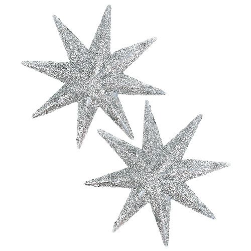 Floristik24 Glitterstern Silber Ø10cm 12 St