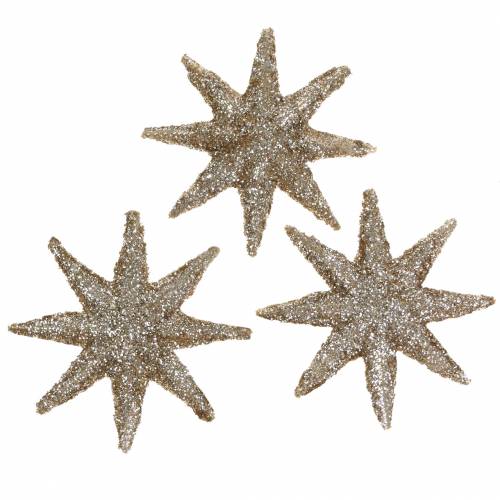 Floristik24 Dekostern Glitter Champagner 5cm 20 St
