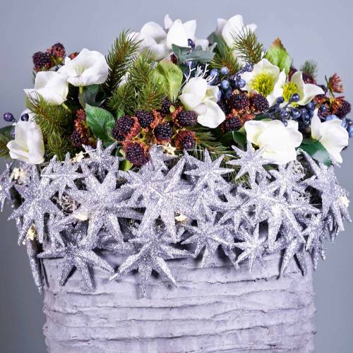 Artikel Glitterstern Silber 9,5/5cm 18 St