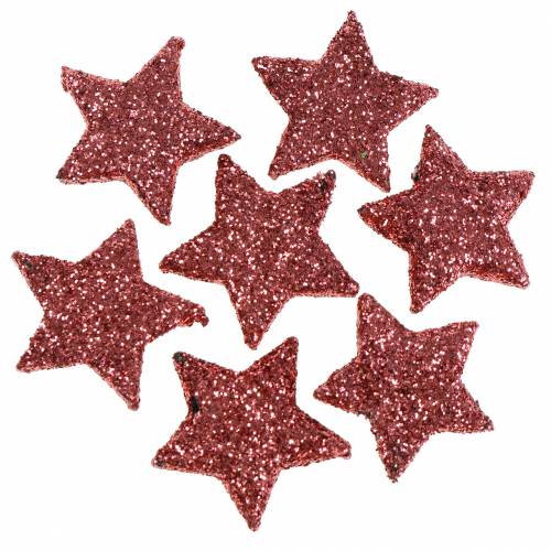 Floristik24 Glittersterne zum Streuen Koralle 2,5cm 48St