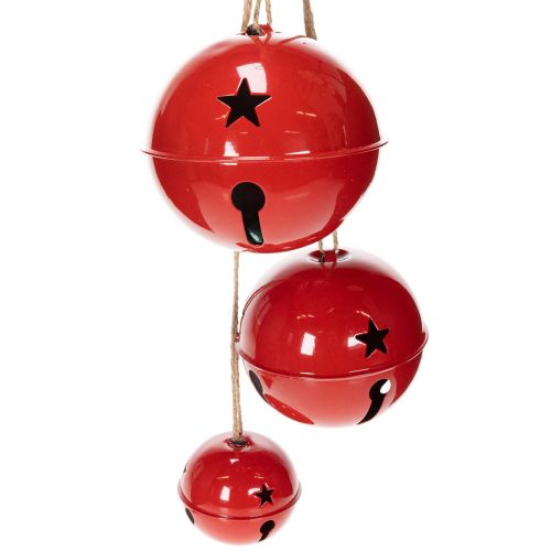 Rote Metallglocken 3er-Set, 14/12/8 cm, mit Juteband für Weihnachtsdekoration online kaufen | Floristik24.ch
