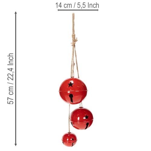 Rote Metallglocken 3er-Set,