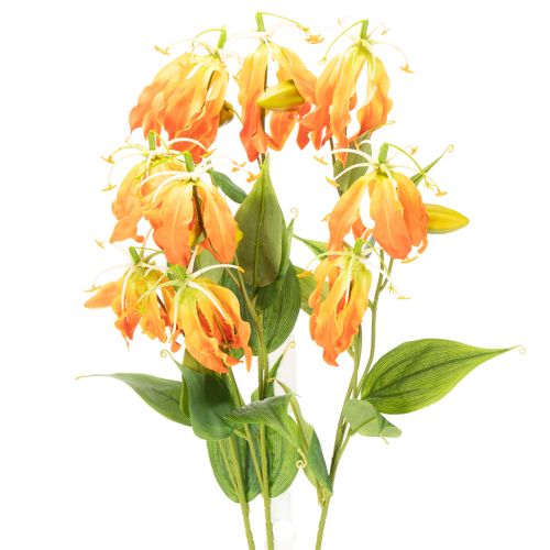 Künstliche Gloriosa-Blumen Orange mit Langen Stielen 80 cm 3 Stück