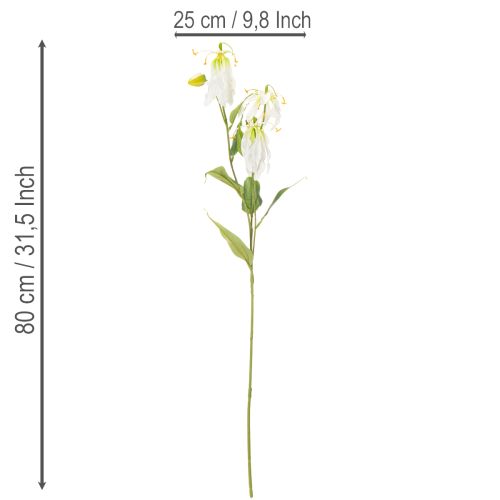 Künstlicher Gloriosa Blütenzweig weiss gelb aus Kunststoff und Stoff 80 cm 3er-Set | Floristik24.ch