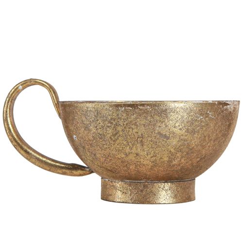 Floristik24 Goldene Tasse Deko mit Kerzenhalter Antik Gold Ø10cm H6,5cm