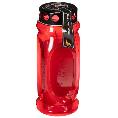 Grabkerze Rot Deckel Schwarz Gedenkkerze 4 Tage H22,5cm | Floristik24.ch