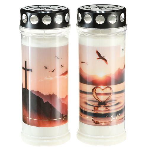 Grabkerzen Grablichter Sonnenuntergang Ø7,5cm H20cm 2St