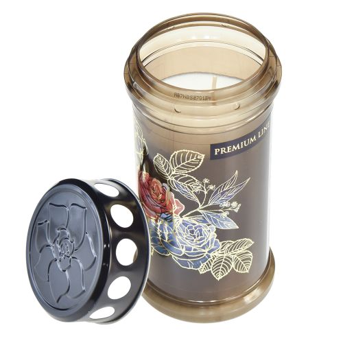 Artikel Grabkerzen Braun Grablichter Blumen Ø7,5cm H16,5cm 6 St