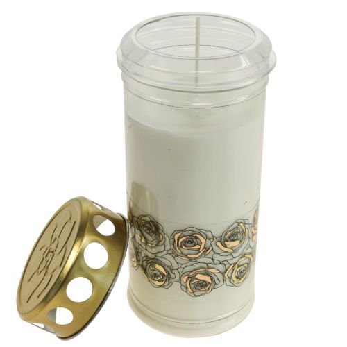 Artikel Grabkerzen Weiß Rosen Trauerlicht Gedenklicht Ø7cm H18cm 90h 2St