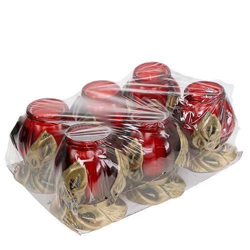 Floristik24 Grablicht Rot Ø12,5cm H19,5cm 6 St