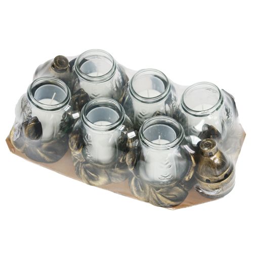 Floristik24 Grablicht Ø12,5cm H19,5cm Weiß 6St