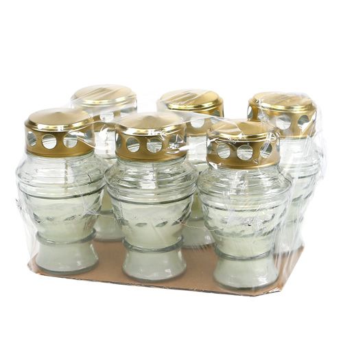 Floristik24 Grablicht Weiß H13cm 6St