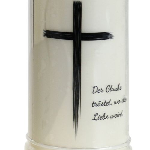Artikel Grabkerze mit Spruch Mit Motiv Weiß Ø7,5cm H21cm 110h