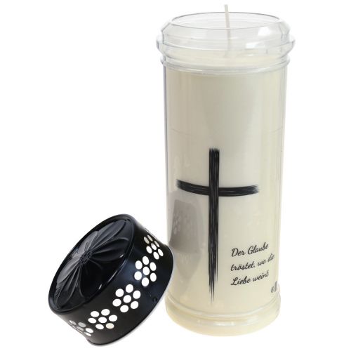 Artikel Grabkerze mit Spruch Mit Motiv Weiß Ø7,5cm H21cm 110h