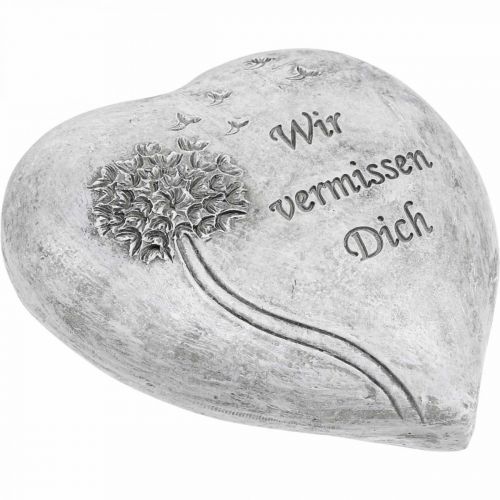 Grabschmuck Herz mit Spruch „Wir vermissen Dich“ 12cm 4 St