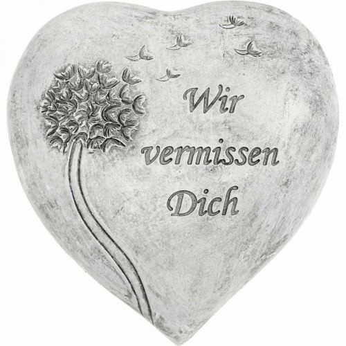 Floristik24 Grabschmuck Herz mit Spruch „Wir vermissen Dich“ 12cm 4 St