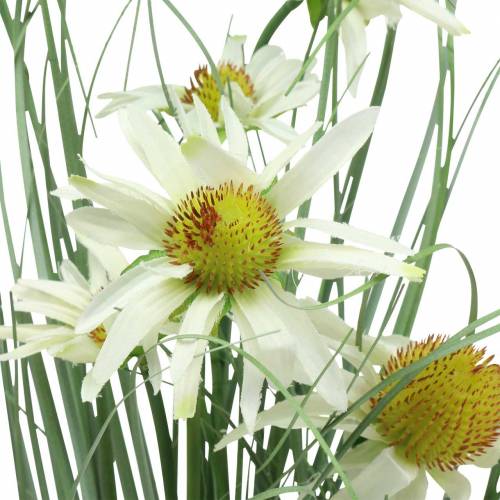 Artikel Gras mit Echinacea künstlich im Topf Weiß 56cm