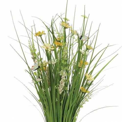 Floristik24 Grasbund mit  Blüten und Schmetterlingen weiß/gelb 70cm