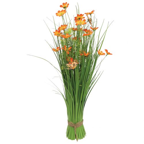 Floristik24 Grasbund mit Blüten und Schmetterlingen Orange 70cm