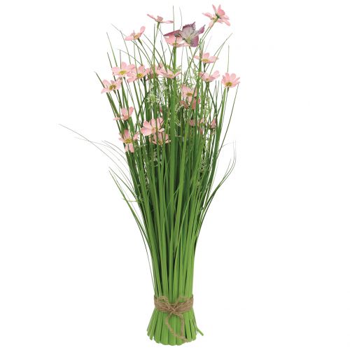 Grasbund mit Blüten und Schmetterlingen Rosa 70cm