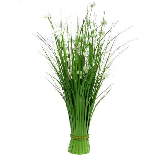 Floristik24 Grasbund mit Blüten Weiß 70cm