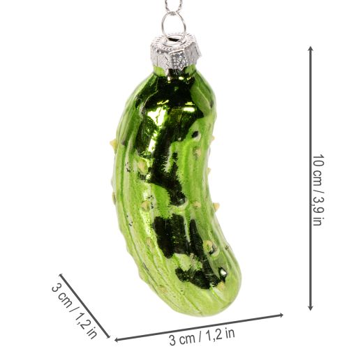 Glas-Weihnachtsgurke 7 cm Grün Set mit 4 Anhängern | Floristik24.ch