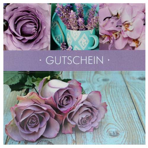 Floristik24 Gutscheinkarte Rose Flieder + Umschlag 1St