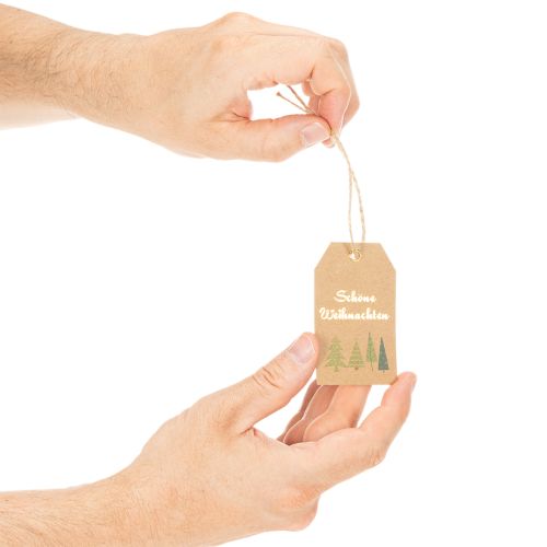 Geschenkanhänger Weihnachten Papier Schöne Weihnachten Naturbraun 8cm 36 Stück | Floristik24.ch
