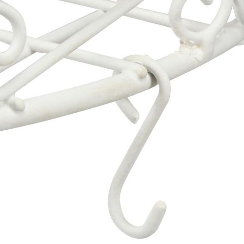 Artikel Hängedeko Metall Tablett mit Haken in Weiß Ø29,5cm H55cm
