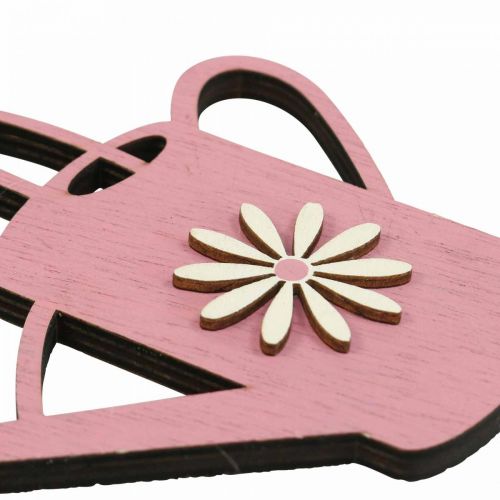 Artikel Hängedeko Holz Gießkannen Deko Rosa Dekohänger 14x12cm 6St