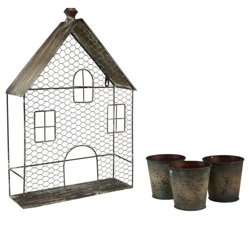 Hängedeko Metall Deko Haus Wanddeko Rost 3 Töpfe 60cm
