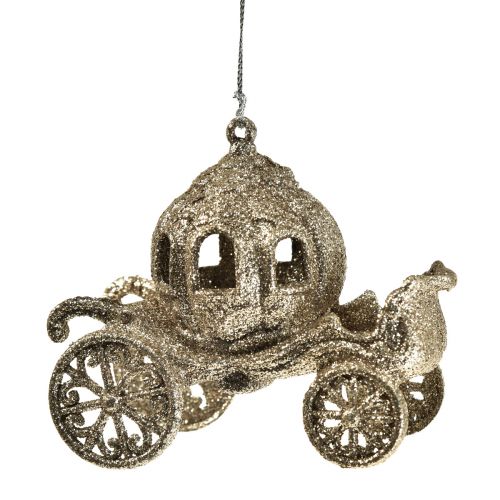Hängedeko Weihnachten Kutsche mit Glitter 11x5x8,5cm