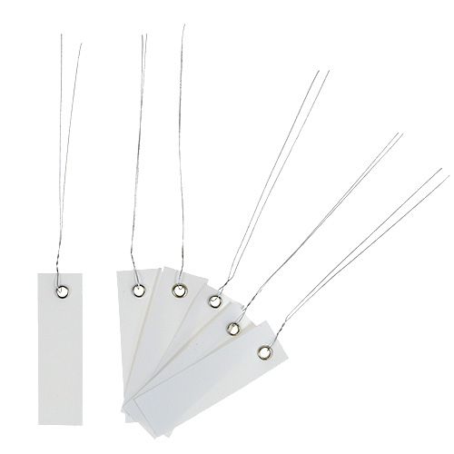 Weiße Hängeetiketten 18x60mm mit Metalldraht, Wetterfest, Ideal für Floristik und Geschenkbeschriftung, 250 Stück