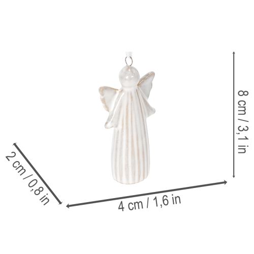 Engel Anhänger aus Keramik 8 cm grau 4er-Set für Weihnachtsbaum | Floristik24.ch