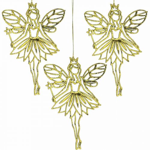 Floristik24 Christbaumschmuck Elfe Feen Anhänger Golden H15cm 16 St