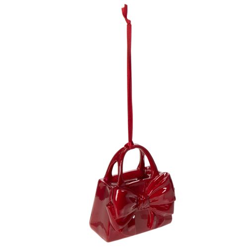 Deko-Handtasche mit Schleifenmotiv zum Aufhängen aus Polyresin 10 cm Bordeauxrot online kaufen | Floristik24.ch