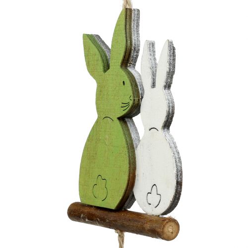 Artikel Hänger Hase Grün, Natur 39cm - 42cm 6St