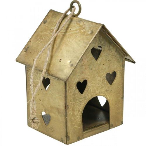 Artikel Weihnachtsanhänger Metall Haus Vintage Gold H9,5cm 3St