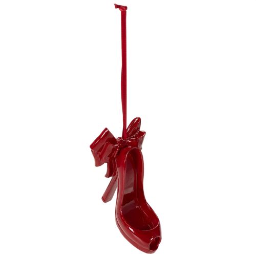 Deko-Schuh aus Polyresin mit Schleife 10 cm Bordeauxrot zum Aufhängen online kaufen | Floristik24.ch
