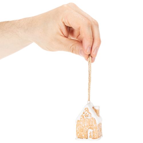 Keramik Lebkuchenhaus 6cm Hängedeko Set naturweiss 3 St. | Floristik24.ch