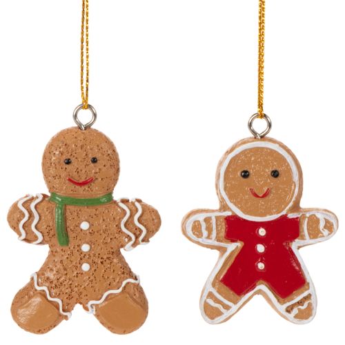 Deko-Anhänger Lebkuchenmännchen 6 cm Polyresin Braun Rot 12er-Set online kaufen | Floristik24.ch