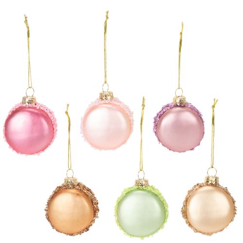 Weihnachtsbaumschmuck Glasanhänger Macaron 6 cm Pastelltöne 6-teilig online kaufen | Floristik24.ch