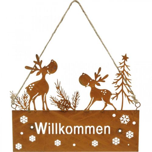 Willkommensschild Edelrost Rentier Winterdeko L22cm 2St