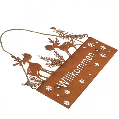 Artikel Willkommensschild Edelrost Rentier Winterdeko L22cm 2St